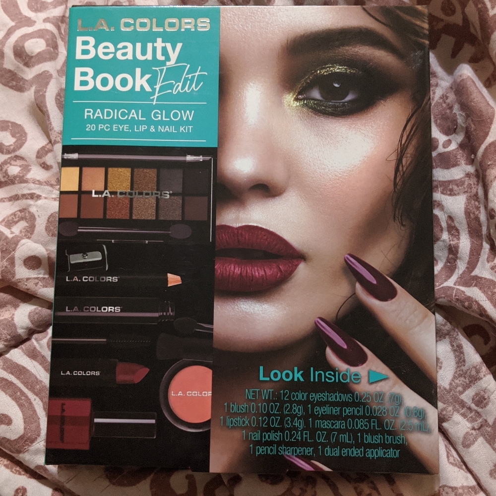 SALE L.A. Colors Radical Glow Beauty Book Edit 20-Piece Eye Lip & Nail Kit